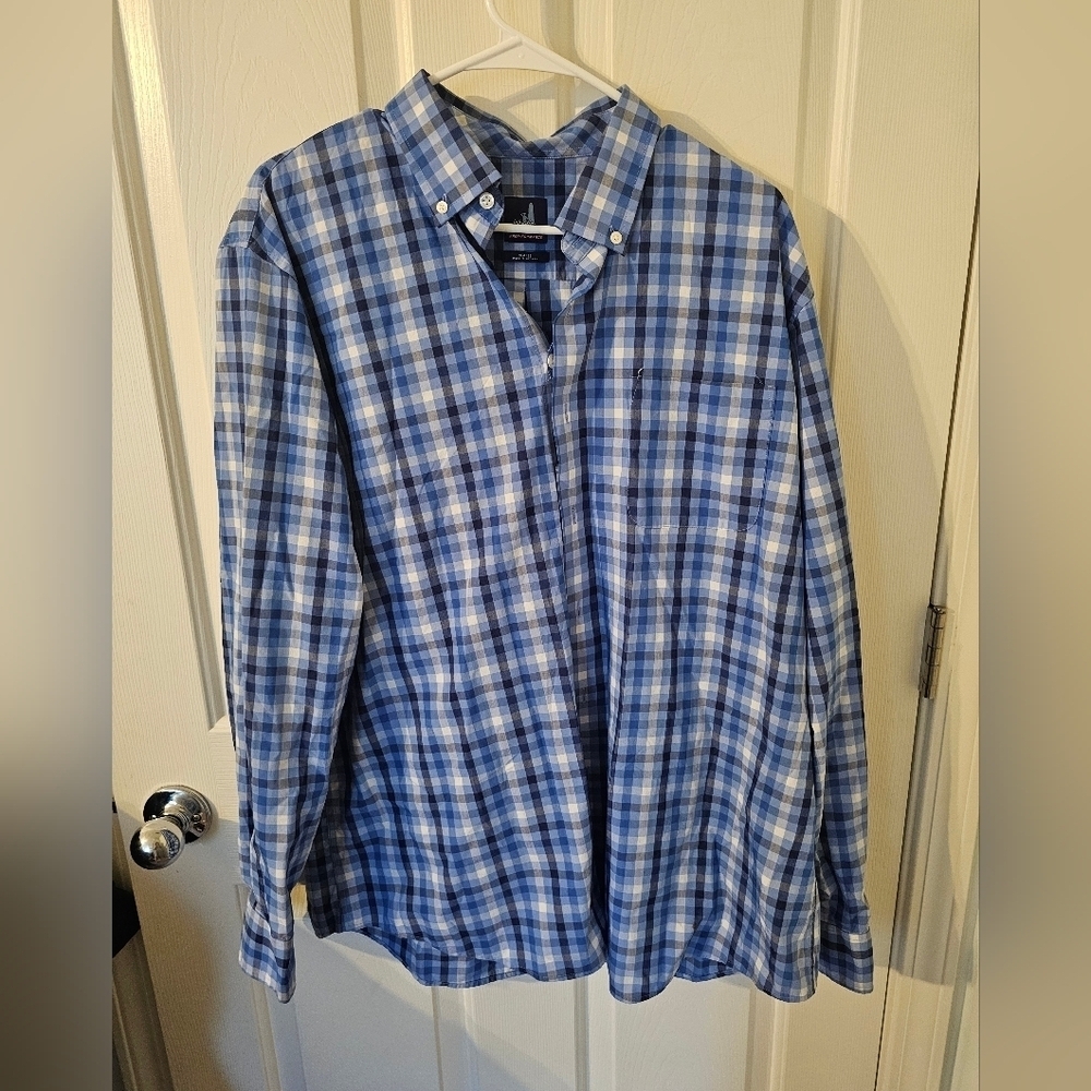 Johnnie O Surflannel Size Blue Plaid Button Shirt Long Sleeve Size XL